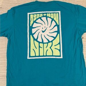 Nike Teal Short-Sleeve Shirt with White and Lime Graphic